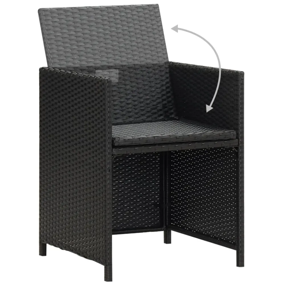 Sedie da Giardino 2 pz con Cuscini Polyrattan Nere con Portabicchiere Integrato