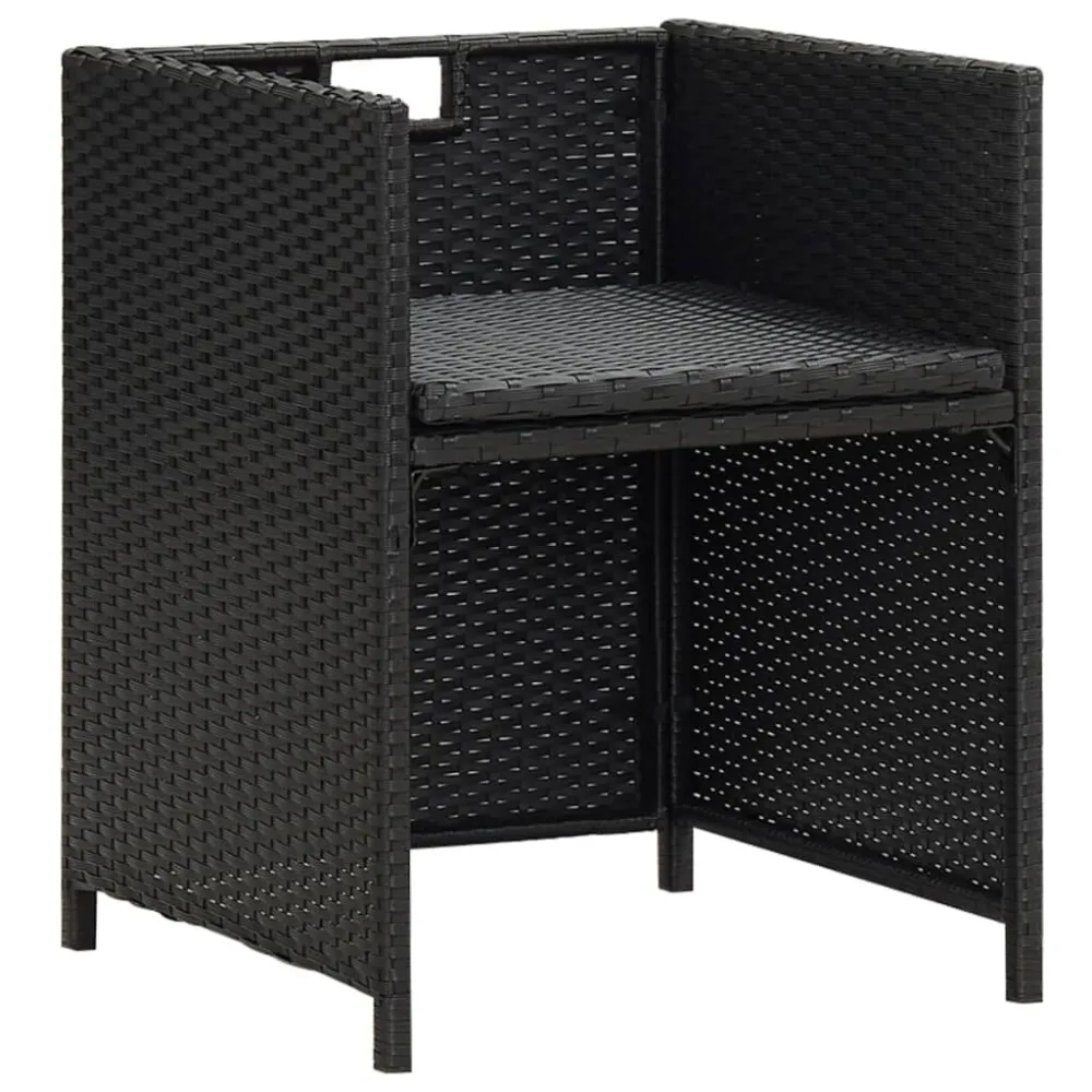 Sedie da Giardino 2 pz con Cuscini Polyrattan Nere con Portabicchiere Integrato