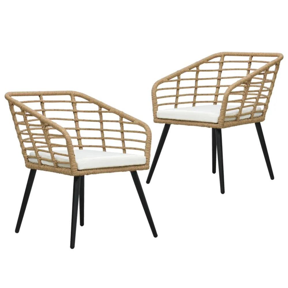 Sedie da Giardino 2 pz con Cuscini Polyrattan Rovere per Giardino e Spiaggia