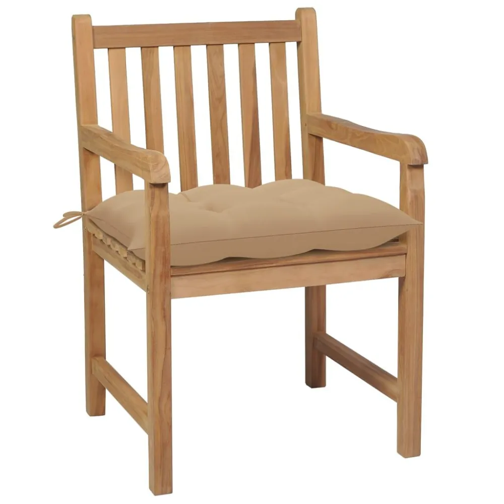 Sedie da Giardino 4 pz con Cuscini Sabbia Massello di Teak
