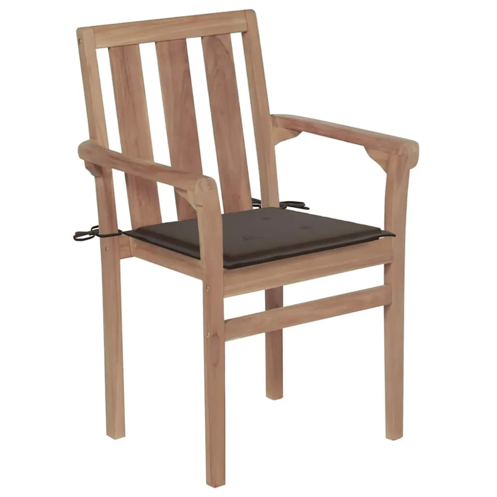 Sedie da Giardino 2 pz con Cuscini Talpa Massello di Teak | Pieghevole e Leggera