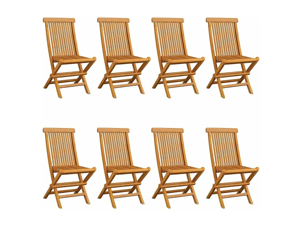 Sedie da giardino con cuscini verde brillante 8 pz. Teak massiccio | Pieghevole e Leggera