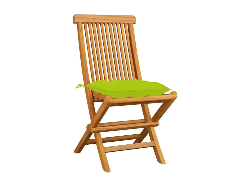 Sedie da giardino con cuscini verde brillante 8 pz. Teak massiccio | Pieghevole e Leggera