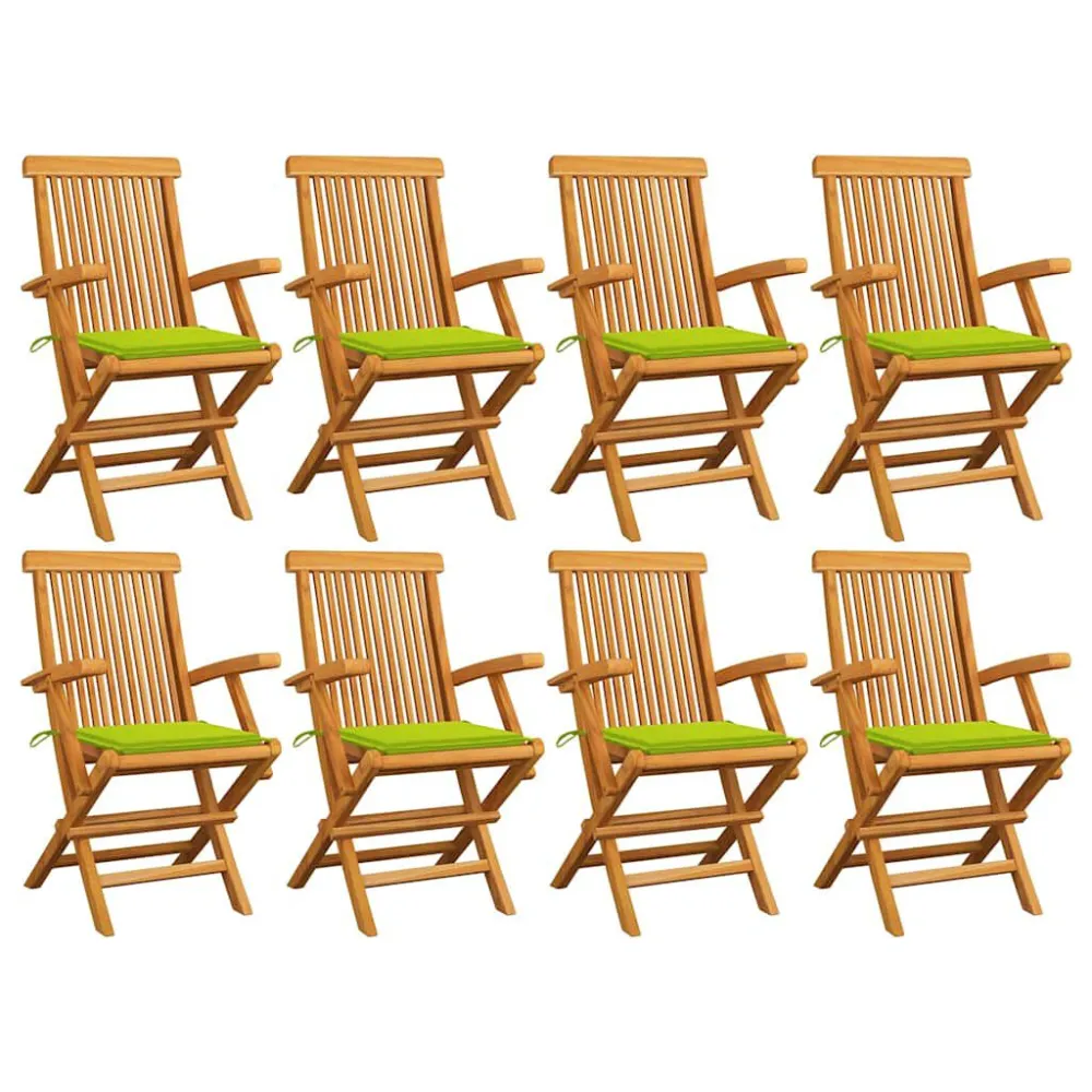 Sedie Giardino con Cuscini Verde Palese 8pz Legno Massello Teak