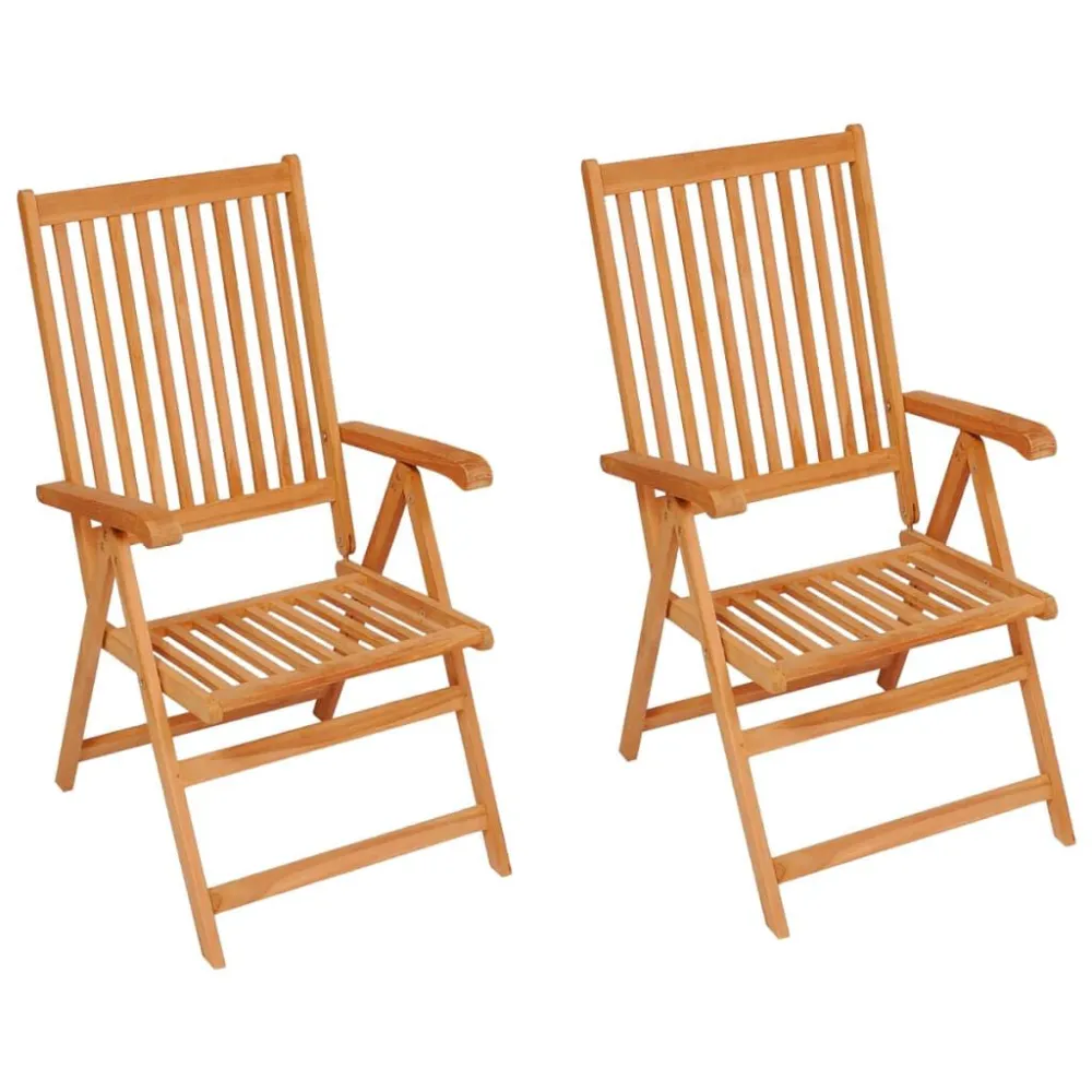 Sedie Giardino 2 pz con Cuscino Rosso Quadri Massello di Teak per Giardino e Spiaggia