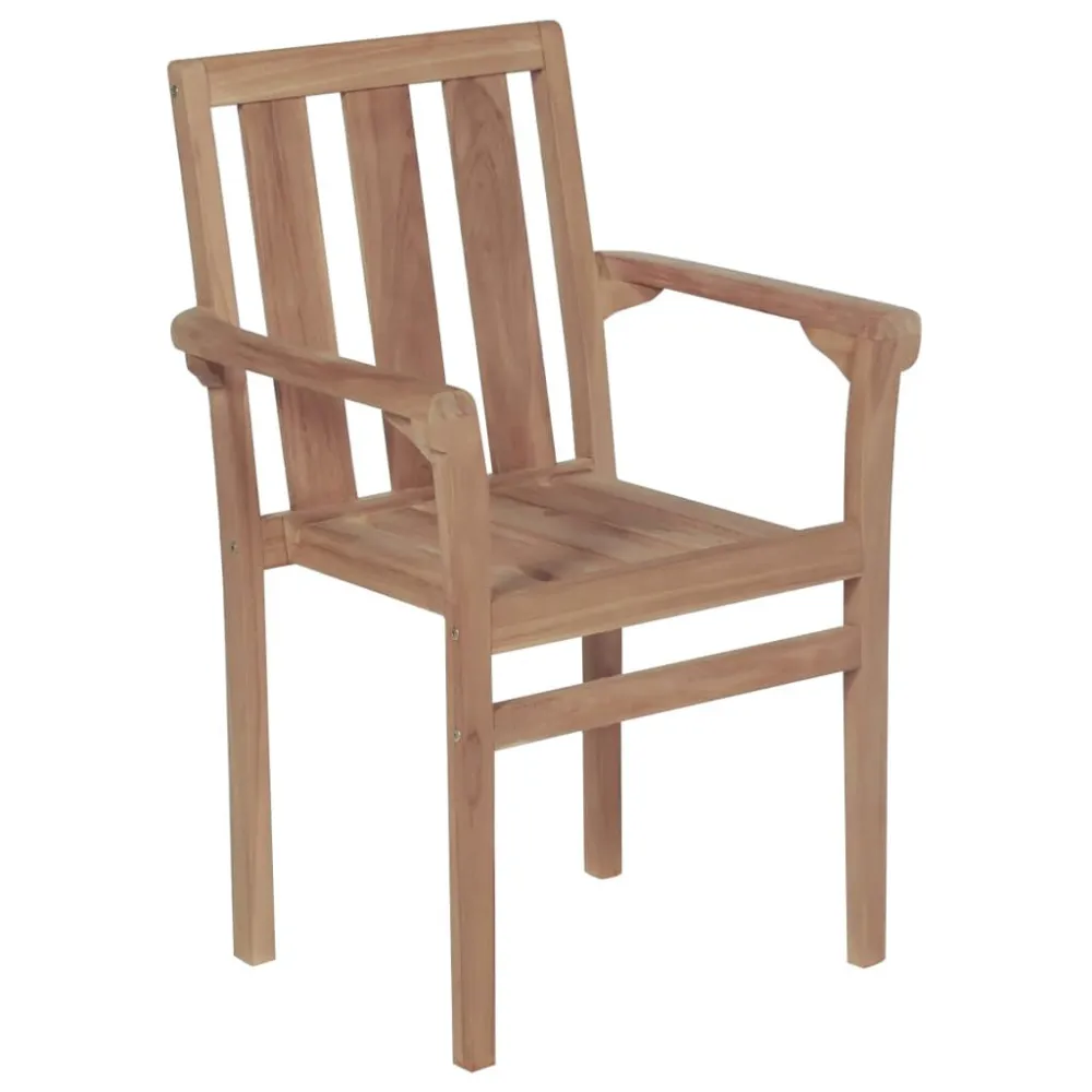 Sedie da Giardino Impilabili con Cuscini 4 pz Massello di Teak per Giardino e Spiaggia
