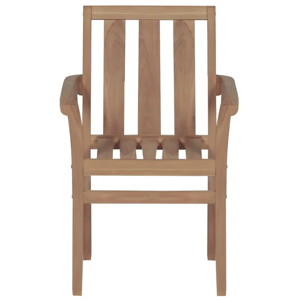 Sedie da Giardino Impilabili con Cuscini 4 pz Massello di Teak per Giardino e Spiaggia