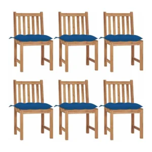 Sedie da giardino 6 pezzi con cuscini Legno massello di teak con Rivestimento Tessuto