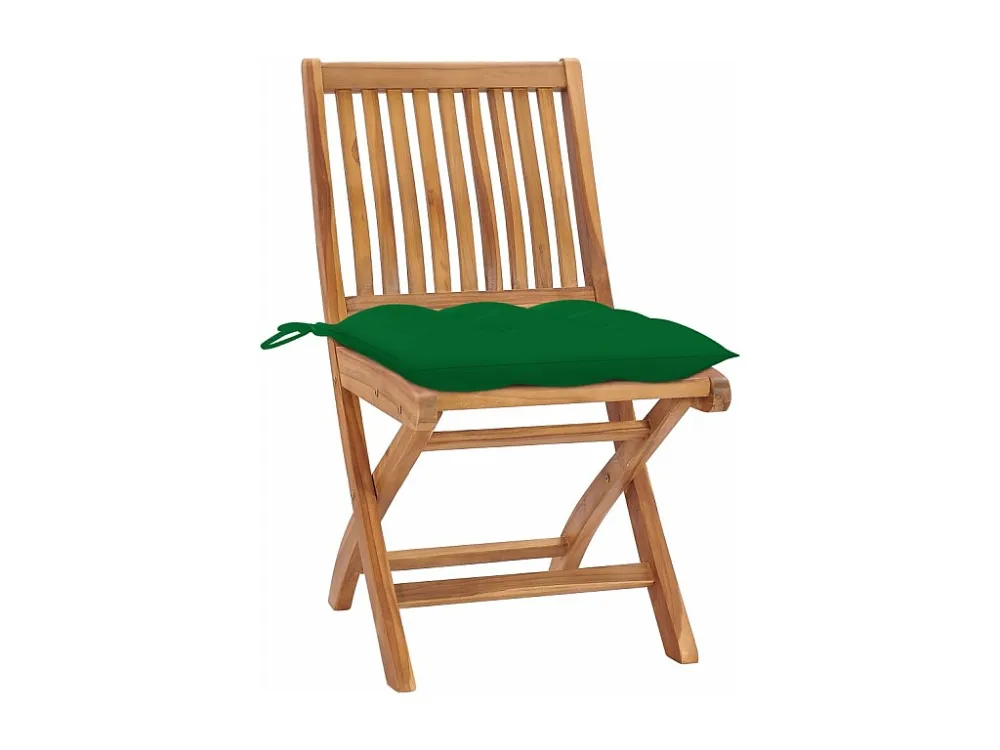 Sedie da giardino 2 pezzi con cuscini verdi Legno massello di teak con Struttura Acciaio
