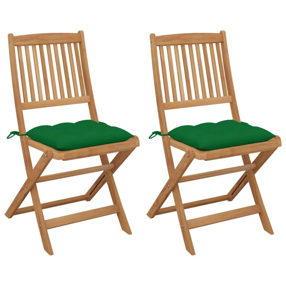Sedie da Giardino Pieghevoli 2pz con Cuscini Massello d'Acacia Colori Vivaci