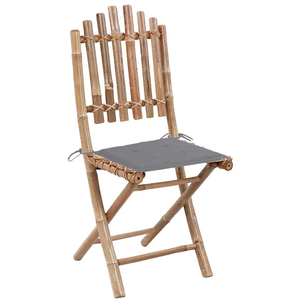 Sedie da Giardino Pieghevoli 2 pz con Cuscini Bambù Legno Massello