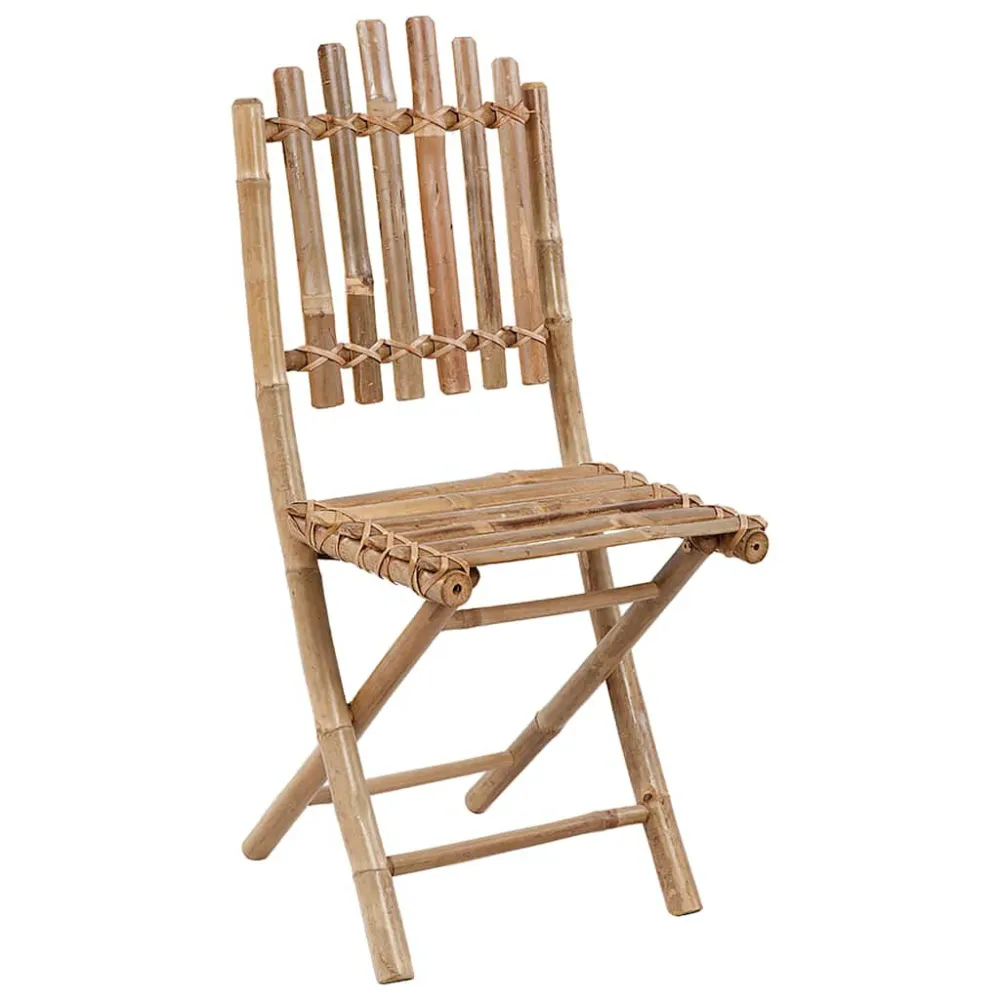 Sedie da Giardino Pieghevoli 2 pz con Cuscini Bambù Legno Massello