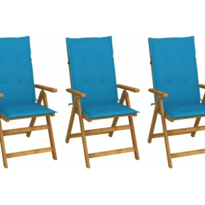 Sedie da giardino pieghevoli 3 pz con cuscini Legno di acacia con Cuscino Estraibile
