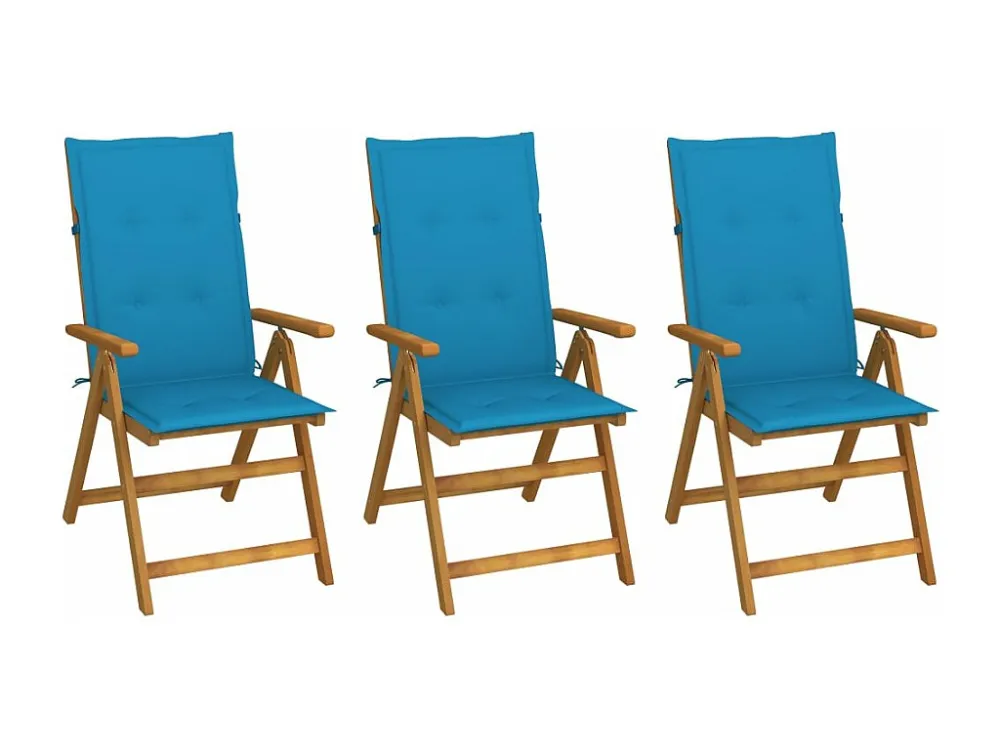 Sedie da giardino pieghevoli 3 pz con cuscini Legno di acacia con Cuscino Estraibile