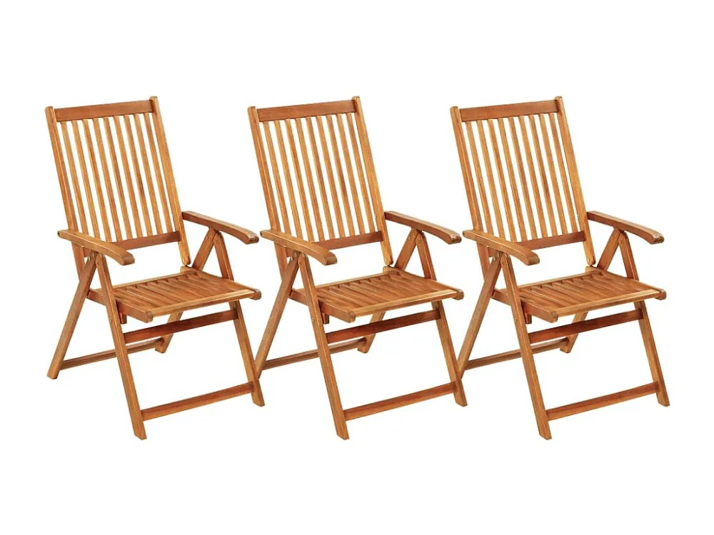 Sedie da giardino pieghevoli 3 pz con cuscini Legno di acacia con Cuscino Estraibile