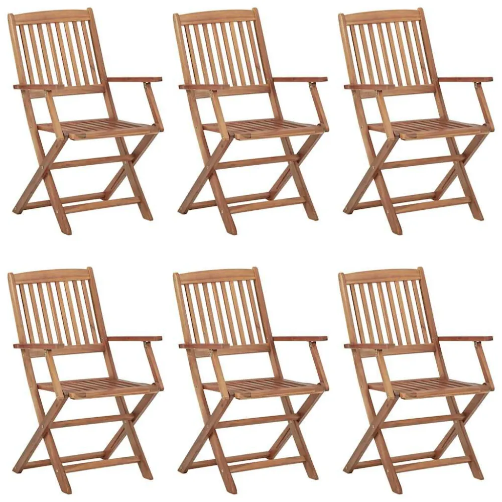 Sedie da Giardino Pieghevoli 6 pz con Cuscini Massello Acacia Materiale Alluminio Anodizzato
