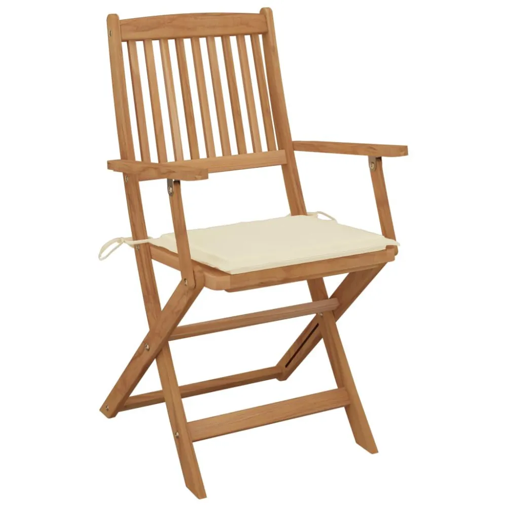 Sedie da Giardino Pieghevoli 6 pz con Cuscini Massello Acacia Materiale Alluminio Anodizzato