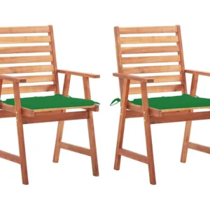 2 sedie da pranzo da esterno con cuscini massello di acacia - Impermeabile e UV Resistente