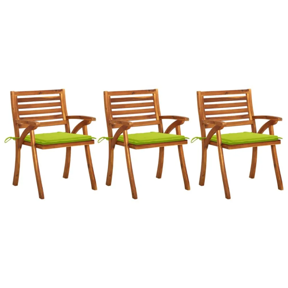 Sedie da Pranzo da Giardino con Cuscini 3 pz Massello di Acacia Easy Storage
