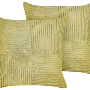 Set 2 Corduroy Cushions 43 x 43 cm Green MILLET