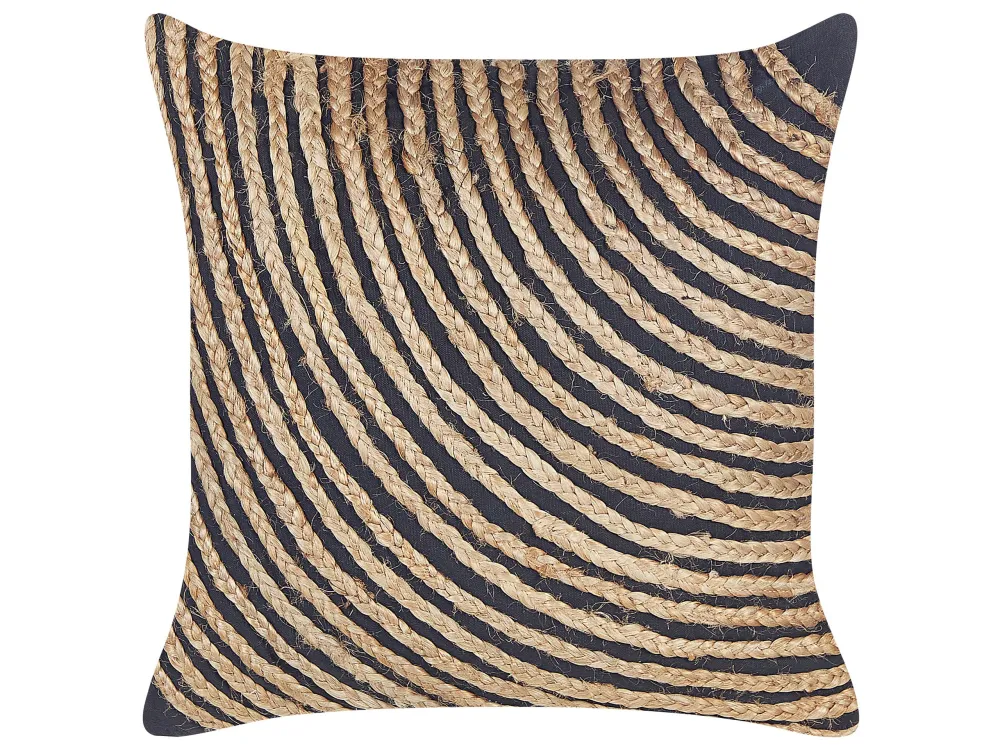 Set 2 Cotton Cushion Braided Jute 45 x 45 cm Beige and Nero notte BERGENIA