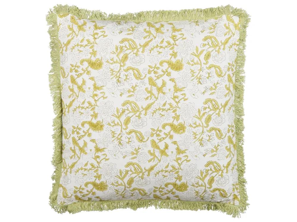 Set 2 Cotton Cushions Flower Pattern 45x45 cm Green and White FILIX