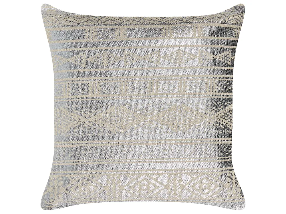 Set 2 Cotton Cushions Geometric Pattern 50 x 50 cm Silver OUJDA