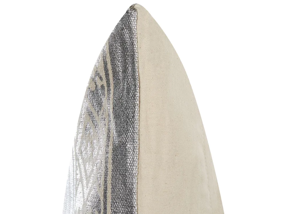 Set 2 Cotton Cushions Geometric Pattern 50 x 50 cm Silver OUJDA