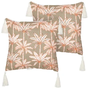 Set 2 Cotton Cushions Palm Tree Motif 45 x 45 cm Multicolour MELOBESIA