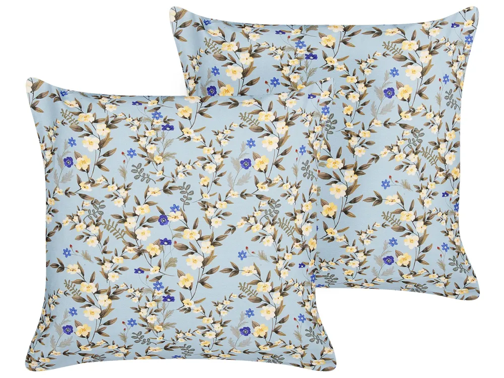 Set di 2 cuscini da esterno motivo floreale blu 45 x 45 cm VALLORIA con Schienale Regolabile