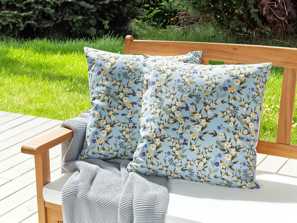 Set di 2 cuscini da esterno motivo floreale blu 45 x 45 cm VALLORIA con Schienale Regolabile
