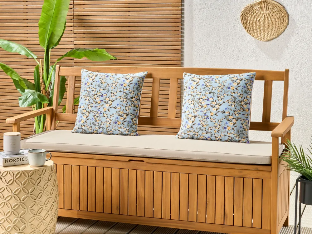 Set di 2 cuscini da esterno motivo floreale blu 45 x 45 cm VALLORIA con Schienale Regolabile