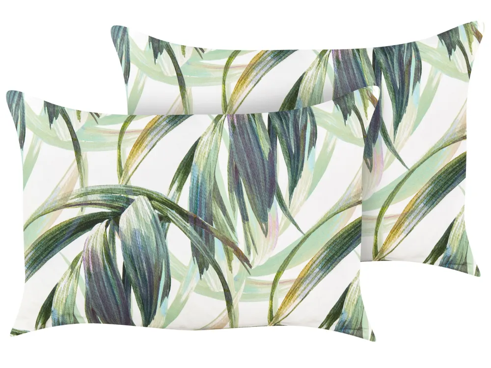 Set di 2 cuscini da esterno tessuto bianco e verde 40 x 60 cm CALDERINA con Cuscino Estraibile