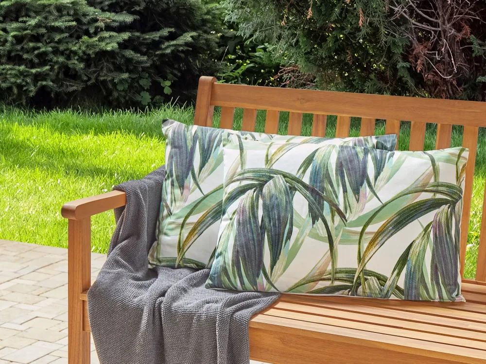 Set di 2 cuscini da esterno tessuto bianco e verde 40 x 60 cm CALDERINA con Cuscino Estraibile