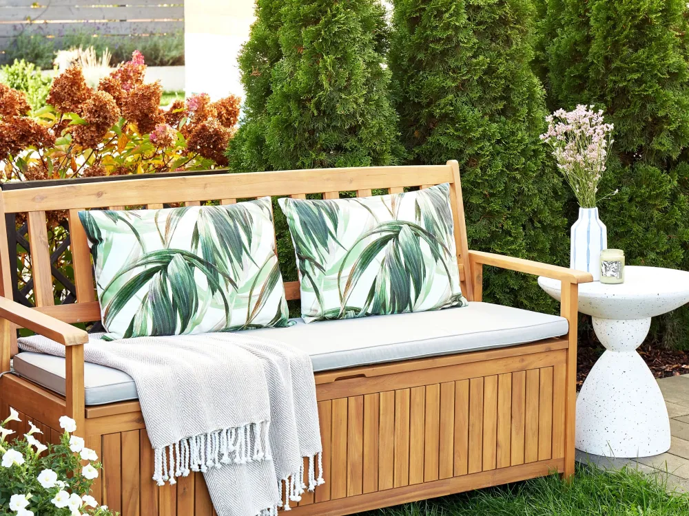 Set di 2 cuscini da esterno tessuto bianco e verde 40 x 60 cm CALDERINA con Cuscino Estraibile