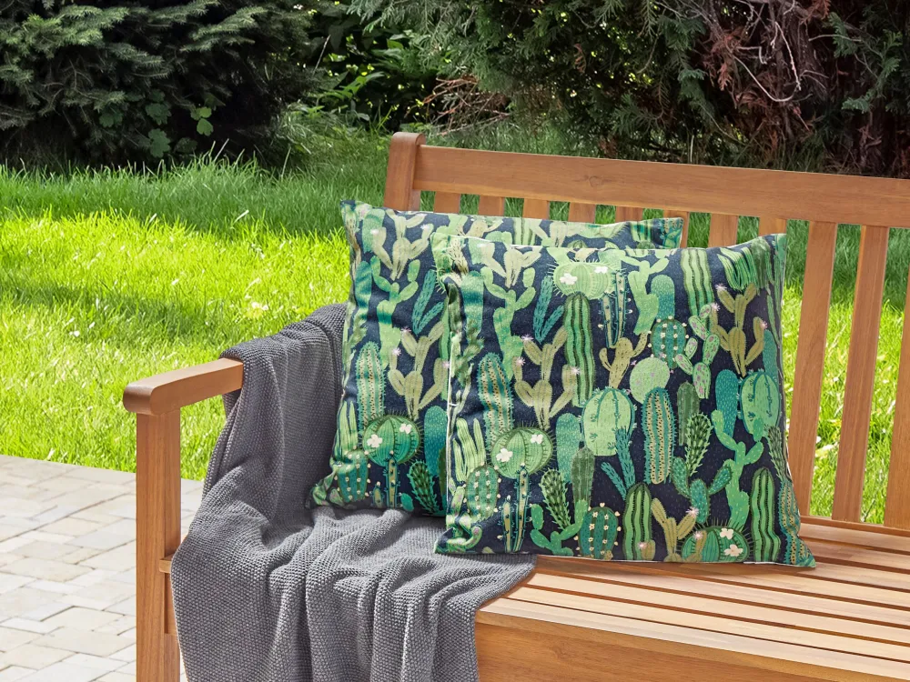 Set di 2 cuscini da esterno verde 45 x 45 cm BUSSANA con Schienale Regolabile