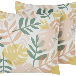 Set di 2 cuscini da giardino con motivo foglie 45 x 45 cm TEGEA Materiale Alluminio Anodizzato