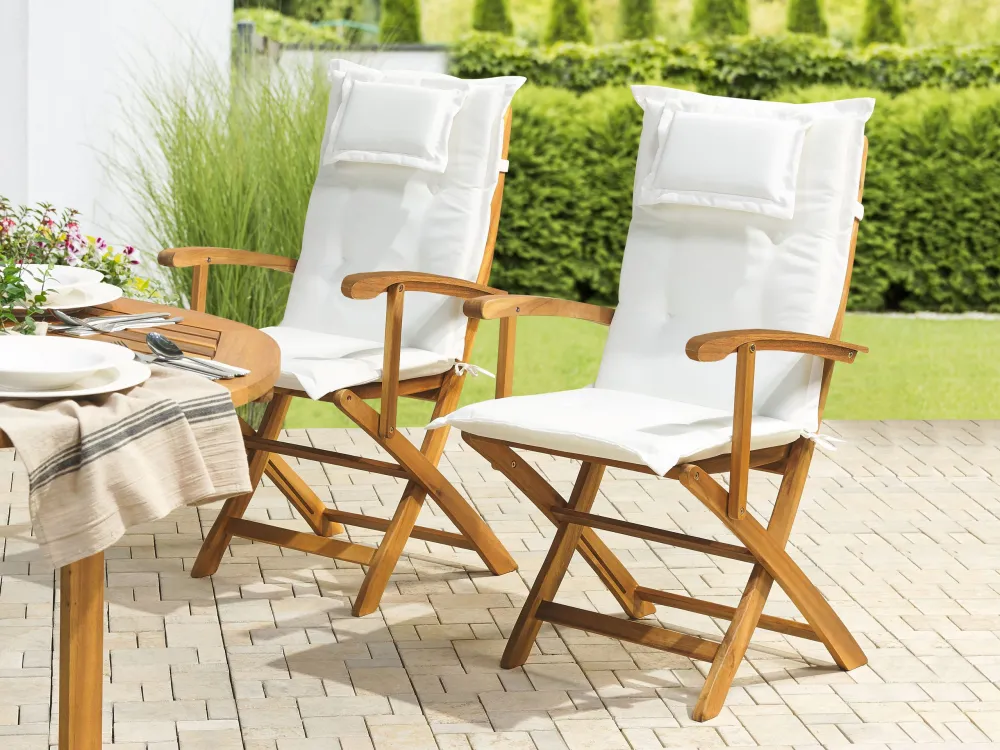 Set di 2 cuscini per sedia da giardino bianco MAUI con Rivestimento Tessuto