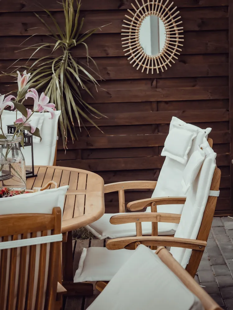 Set di 2 cuscini per sedia da giardino bianco MAUI con Rivestimento Tessuto