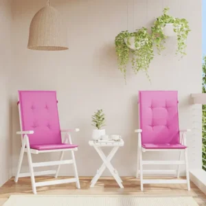 Set di 2 cuscini per sedia da giardino con schienale elevato, tessuto rosa