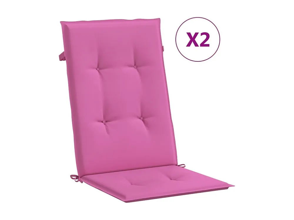 Set di 2 cuscini per sedia da giardino con schienale elevato, tessuto rosa
