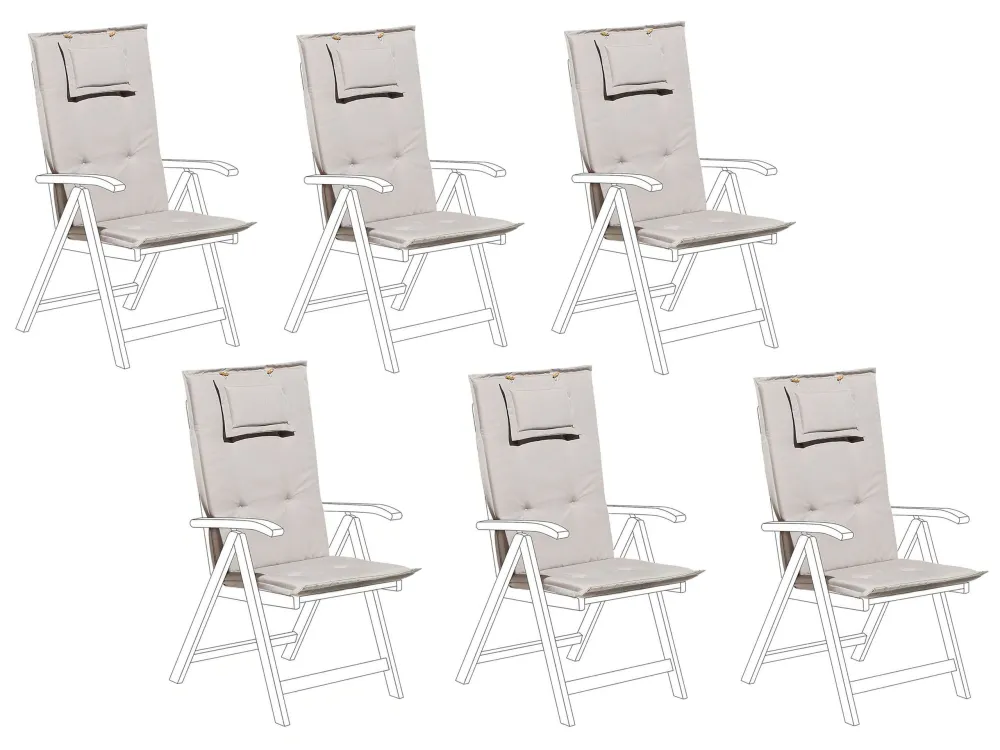 Set di 6 cuscini per sedia da giardino grigio-beige TOSCANA/JAVA Easy Storage