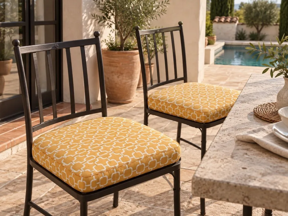 Set di 2 cuscini per sedie giardino FIJI giallo/bianco per Relax all'Aperto