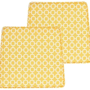 Set di 2 cuscini sedie da giardino giallo bianco 37 x 34 cm TERNI Legno Massello