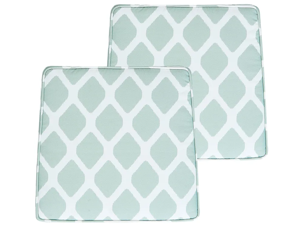 Set di 2 cuscini sedie da giardino menta e bianco 37 x 34 cm TERNI Colori Vivaci