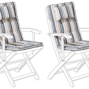 Set di 2 cuscini da seduta/schienale da esterno strisce blu-beige MAUI con Struttura Acciaio