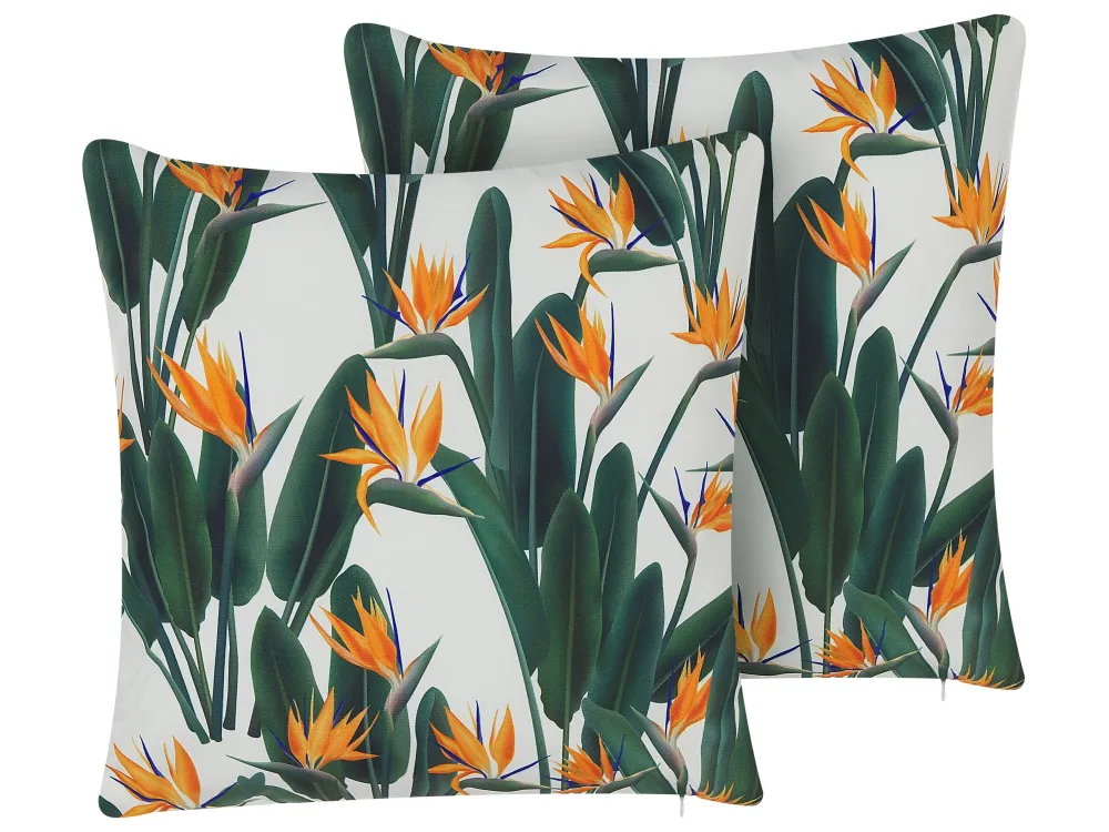 Set di 2 cuscini verdi con motivo floreale 45 x 45 cm TSOTYLI per Relax all'Aperto