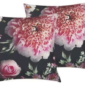 Set 2 Cushions Flower Pattern 45 x 45 cm Multicolour HEDERA