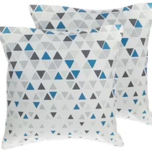 Set 2 Cushions Geometric Pattern 45 x 45 cm Grey and Blue CLEOME