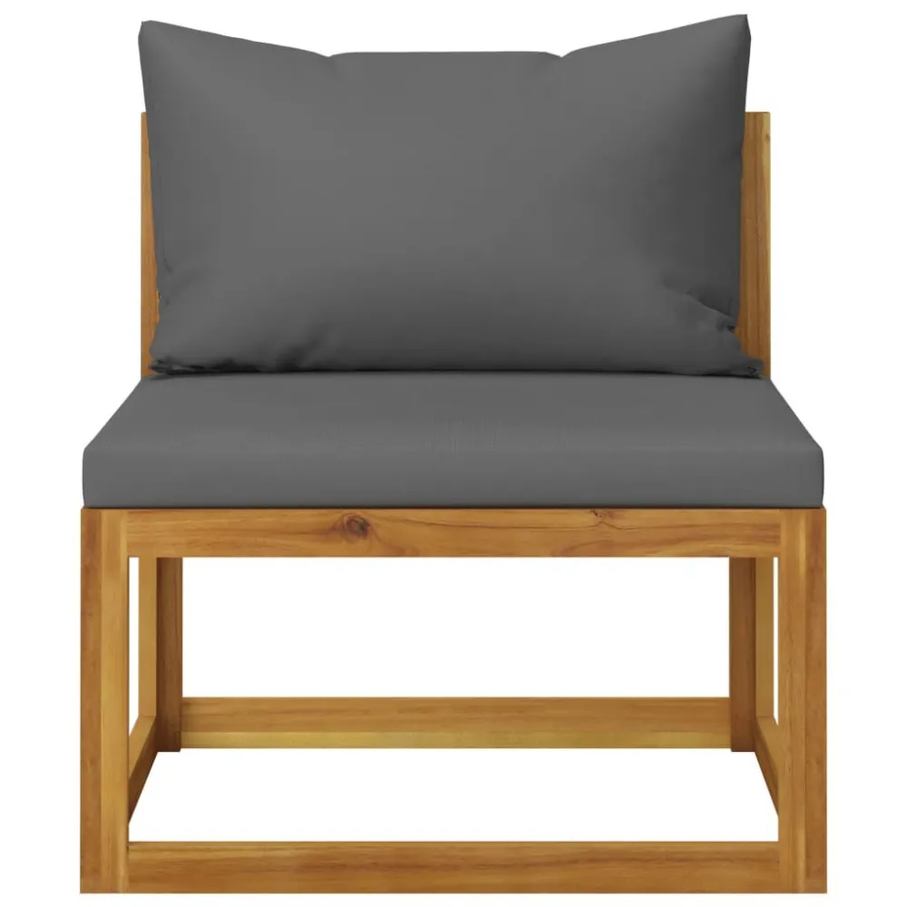 Set Divani 2pz con Cuscini Grigio Fosco Legno Massello Acacia